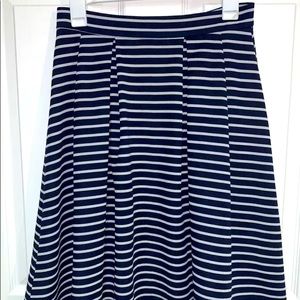 Potter’s Pot Women’s Size M Skirt A-line Navy With White Stripes Back Zipper USA